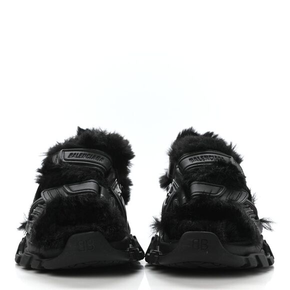 Balenciaga Faux-Fur Track Sandals